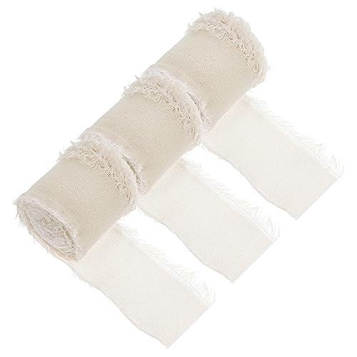 Angoily 3 Rollen Chiffon-gürtel Mit Ungesäumten Kanten Blau Jumbo Schleife Seide Basteln Streifen Blumenstraußband Für Blumen Blumen- Dünn Spitzenband Dekoratives Band Weiß Polyester von Angoily