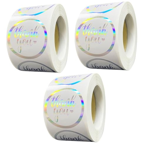 Angoily 3 Rollen Danke Aufkleber Roll mit Holografischen Dankeschön Labels Selbstklebend für Geschenktüten Umschläge Feiertagsdekorationen Angoily 3 Rollen Danke Aufkleber Roll mit Holografischen Dankeschön Labels Selbstklebend für Geschenktüten Umschläge Feiertagsdekorationen von Angoily