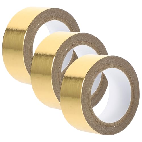 Angoily 3 Rollen Einfarbiges Washi Tape mit Goldfolienprägung Selbstklebendes Dekoratives Klebeband für DIY Scrapbooking Tagebücher Kalender Geschenkverpackungen Leicht Abreißbar von Angoily
