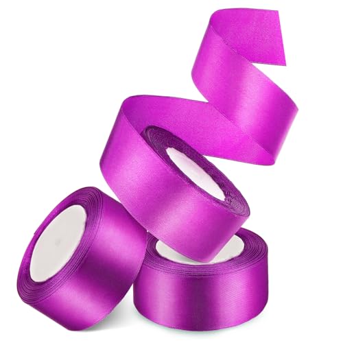 Angoily 3 Rollen Geschenkband Satinband für Blumenarrangements Breit Strapazierfähig und Vielseitig für Hochzeiten und Dekorationen von Angoily