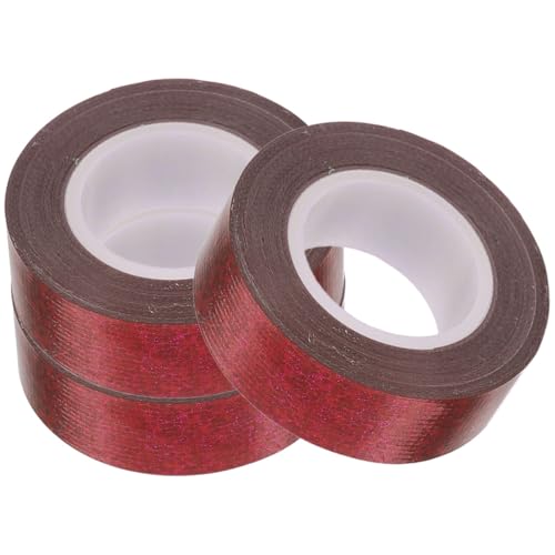 Angoily 3 Rollen Glitzeband Verpackung helles Farbband Weihnachts-Klebeband Helles Band Teppichklebeband für Hartholzböden einseitiges Klebeband -Tuchbasis rot von Angoily