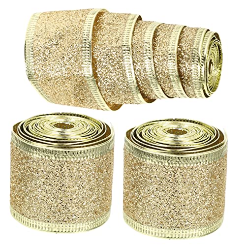 Angoily 3 Rollen Glitzernde Geschenkband Goldenen Dekorationsbändern für Diy Kunsthandwerk Geschenkverpackung und Heimdekoration Angoily 3 Rollen Glitzernde Geschenkband Goldenen Dekorationsbändern für Diy Kunsthandwerk Geschenkverpackung und Heimdekoration von Angoily