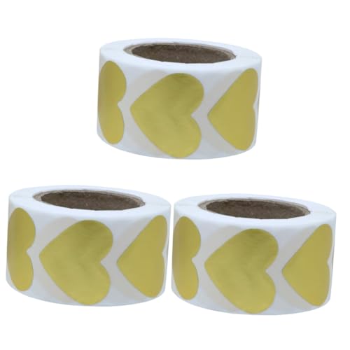 Angoily 3 Rollen Goldene Herzform Aufkleber Selbstklebende Danke Etiketten für Cookies Backwaren Diy Projekte für Geschenkverpackungen und Kleine Shops von Angoily