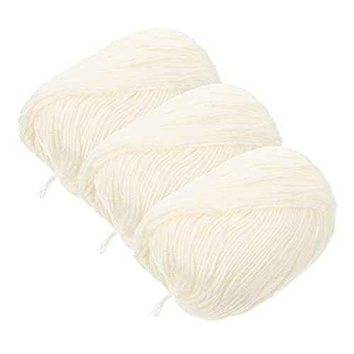 Angoily 3 Rollen Milch-Baumwoll-Garn handgestrickte Garne häkeln klobig Handstricken Creme Fäden Häkelgarn für Anfänger tragbares Strickgarn Häkelfaden Proteinvlies Weiß von Angoily
