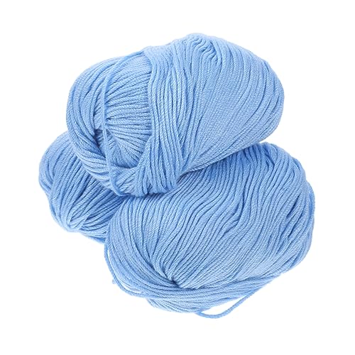 Angoily 3 Rollen Milch-Baumwoll-Garn mit Hallo Plüschgarn Jumbo-Garn weiches Baumwollgarn zum Häkeln häkelgarn selber machen Anfängergarn häkeln Baumwolle Sky-blue von Angoily