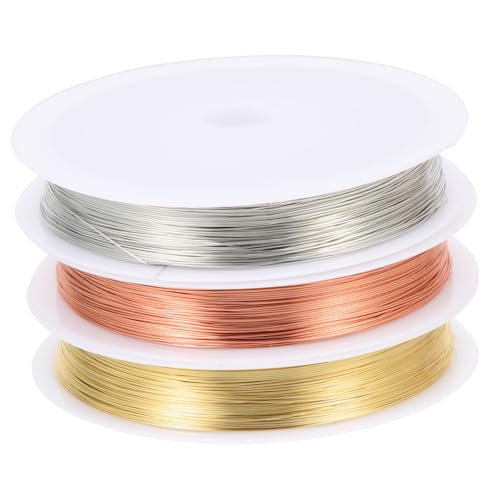 Angoily 3 Rollen Multifunktionaler Kupfer Schmuckdraht Schmuckdraht Basteldraht für DIY Perlenketten Bastelperlen Auffädeln Flexibler Langlebiger Schmuckbasteldraht für Handwerk und von Angoily