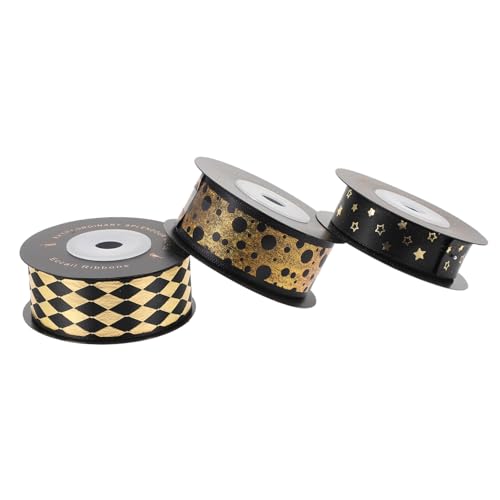 Angoily 3 Rollen Premium Geschenkband Schwarzes Polyester Satinband mit Goldprägung Langlebig Vielseitig für Blumen Geburtstags DIY Geschenkverpackung Festliche Dekoration Angoily 3 Rollen Premium Geschenkband Schwarzes Polyester Satinband mit Goldprägung Langlebig Vielseitig für Blumen Geburtstags DIY Geschenkverpackung Festliche Dekoration von Angoily