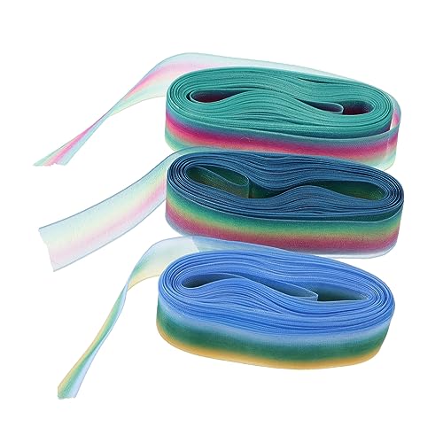 Angoily 3 Rollen Rainbow Chiffon Band Yards DIY Geschenkverpackung Dekorative Bänder für Bastelarbeiten Haarschmuck und Blumenverpackungen von Angoily
