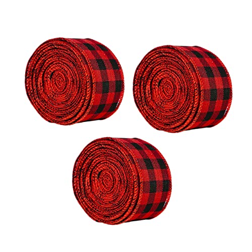 Angoily 3 Rollen Rot Schwarze Karo Geschenkband Hochwertiges Stoffband für Weihnachten Diy Dekoration pro für Partys und Angoily 3 Rollen Rot Schwarze Karo Geschenkband Hochwertiges Stoffband für Weihnachten Diy Dekoration pro für Partys und von Angoily