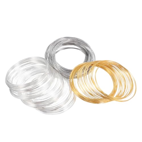 Angoily 3 Rollen Schmuckdraht Memory Wire für DIY Schmuckherstellung Flexibler Formbarer Draht für Armbänder Halsketten Ohrringe Ringe in Weißgold Gold Silber Profi Bastelzubehör von Angoily
