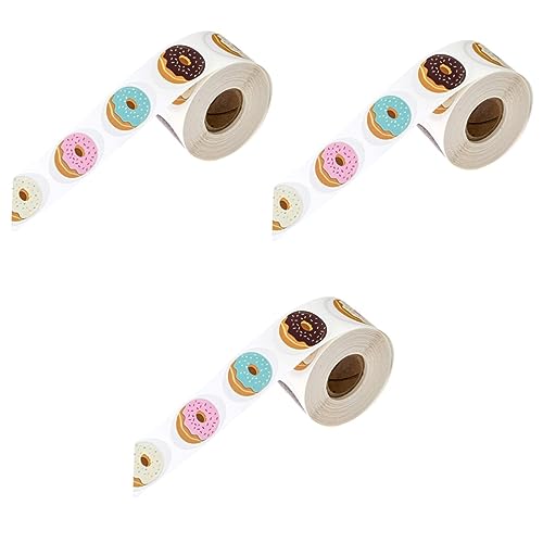 Angoily 3 Rollen Selbstklebende Donut Design Aufkleber für Diy Backverpackungen für Partys und Kreative Bastelprojekte Angoily 3 Rollen Selbstklebende Donut Design Aufkleber für Diy Backverpackungen für Partys und Kreative Bastelprojekte von Angoily