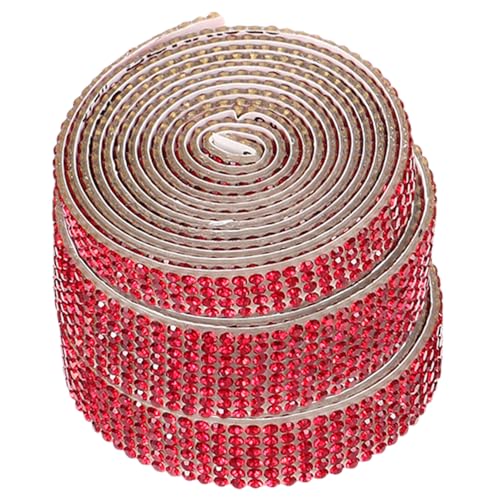 Angoily 3 Rollen Selbstklebendes Strassband Glänzendes DIY Rhinestone Ribbon in Rot reihig Vielseitig für Auto Kleidung Schmuck und Basteldekorationen von Angoily