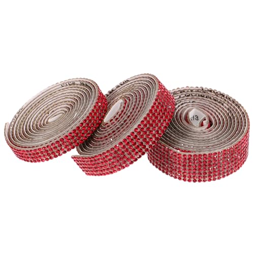 Angoily 3 Rollen Selbstklebendes Strassband Glitzernde Deko für Basteln Schneidbar Starke Haftung Diy Schmuck und Kleidungsdekorationsbänder Reihig Rot von Angoily