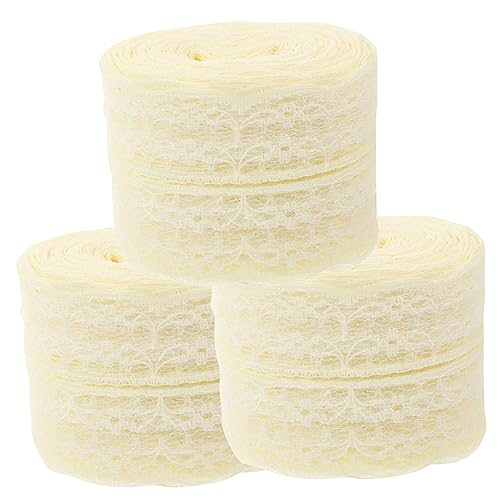 Angoily 3 Rollen Spitzenband ohne Lange Spitzenborte für Diy Kleidung Hochzeiten Geburtstagsfeiern und Dekorationen von Angoily
