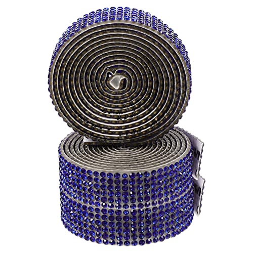 Angoily 3 Rollen Strass Aufkleber Bänder Zum Verpacken Paillettenband Edelsteine ​​Hochzeit Nähen Rosa Kleidung Strasssteine ​​Zum Basteln Hotfix Strasskleber Strassband Para Blau Glas von Angoily