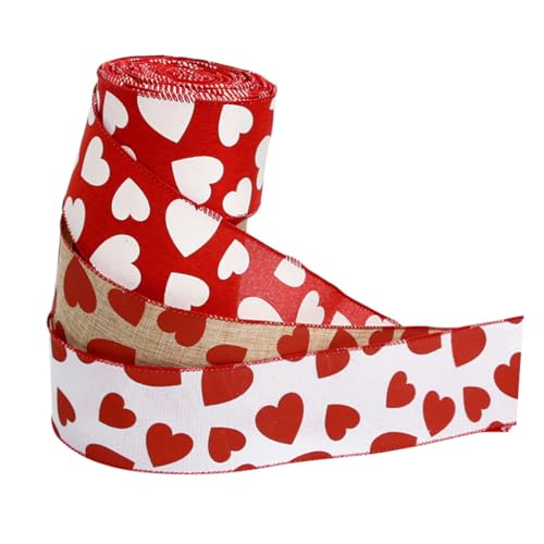 Angoily 3 Rollen Valentinstag Band mit Draht mit Roten Herzen mit Herz Muster mit Weißen Herzen Dekoration für Valentinstag Geschenkbänder für DIY Party Accessoires Angoily 3 Rollen Valentinstag Band mit Draht mit Roten Herzen mit Herz Muster mit Weißen Herzen Dekoration für Valentinstag Geschenkbänder für DIY Party Accessoires von Angoily