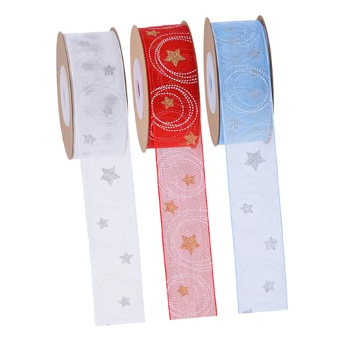 Angoily 3 Rollen Weihnachts-dekoband mit Stern Kreis-muster Polyester Geschenkband für Geschenkverpackung Weihnachtsbaum-dekoration Party Diy-bastelbedarf in Weiß Blau Rot Angoily 3 Rollen Weihnachts-dekoband mit Stern Kreis-muster Polyester Geschenkband für Geschenkverpackung Weihnachtsbaum-dekoration Party Diy-bastelbedarf in Weiß Blau Rot von Angoily