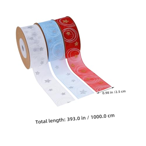 Angoily 3 Rollen Weihnachtsband mit Stern Kreis-motiv Strapazierfähiges Polyester Geschenkband für Geschenkverpackung Partydekoration und DIY Bastelprojekte Festliche Schleifen für Angoily 3 Rollen Weihnachtsband mit Stern Kreis-motiv Strapazierfähiges Polyester Geschenkband für Geschenkverpackung Partydekoration und DIY Bastelprojekte Festliche Schleifen für von Angoily