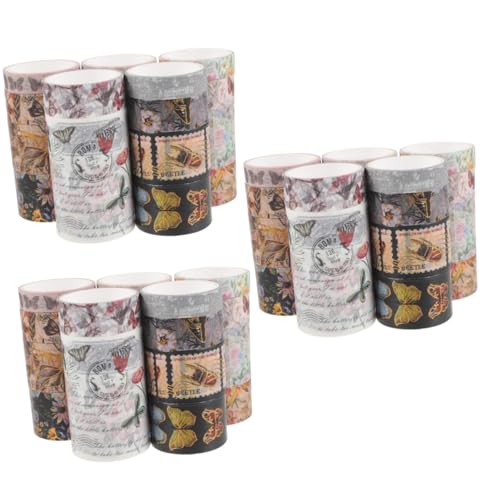 Angoily 3 Sätze Blumenpapierband Sammelalbum Scrapbooking Tape Muster Blumenklebeband Papierband Verpackung Blumen- Farbiges Band Scrapbook-diy-klebebänder Aufkleber 17 Rollen * 3 von Angoily