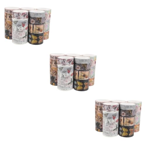 Angoily 3 Sätze Dekoratives Klebeband Im Vintage Blumenmuster Diy Scrapbooking Tape Mit Schmetterlingen Für Handbücher Alben Und Bastelprojekte 17 Rollen * 3 von Angoily