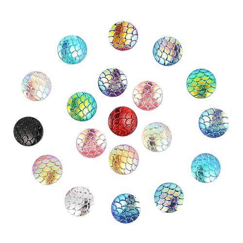 Angoily 3 Sätze Farbige Fischschuppen Harz Cabochons Für Diy Schmuckherstellung Flache Rückseite Runde Kuppel Patches Für Armbänder Und Mehr Mix Farben 200 Stück * 3 von Angoily