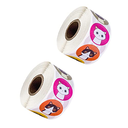 Angoily 3 Sätze Katzenmuster Aufkleber Diy Etiketten Für Kreative Dekoration Runde Tier Sticker Mit Starkem Klebeeffekt Für Und Scrapbooking 2 Rollen * 3 von Angoily