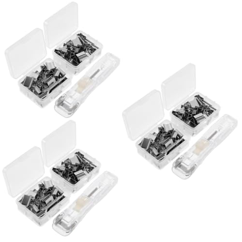 Angoily 3 Sätze Kompakter Bürostapler mit Wiederverwendbaren Clips Transparent Leicht und Tragbar für Dokumente Berichte und Präsentationen Nachfüllclips für Einfachen Gebrauch von Angoily