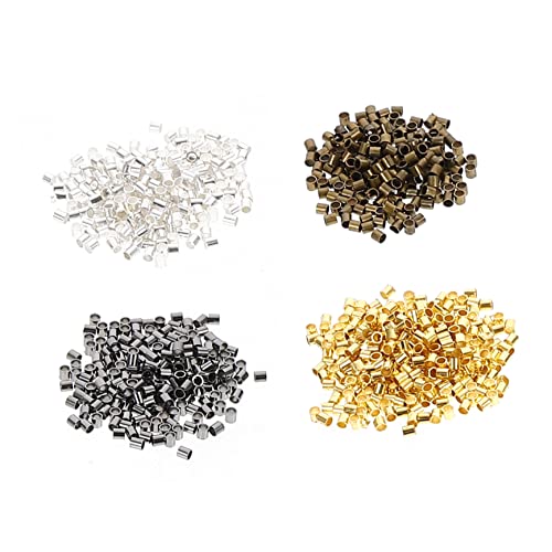 Angoily 3 Sätze Kupfer Quetschperlen Für Diy Schmuckherstellung Vielseitige Spacer Tube Beads Gold Schwarz Silber Und Antikbronze Für Armbänder Und Bastelprojekte 2000 Stück * 3 von Angoily