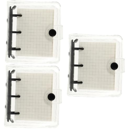Angoily 3 Sätze Mini PVC Notizbuch Transparentes Ringbuch mit Kariertem und Durchsichtigen Taschen für Notizen Planung und Organisation von Angoily