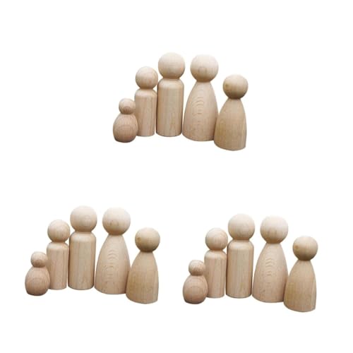 Angoily 3 Sätze Teiliges Set Holzpuppen Zum Bemalen Unfertige Diy Puppen Für Kreative Bastelprojekte Für Künstlerische 5 Stück * 3 von Angoily