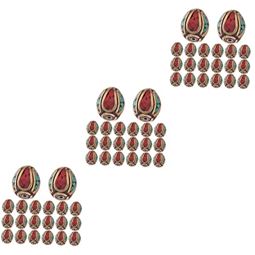 Angoily 3 Sätze Tibetan Style Spacer Beads Messing Mit Türkis Einlage Handgefertigte Buddha Lochperlen Für Diy Schmuckdesign Und Dekoration Leicht Und Robust Für Stück * 3 von Angoily