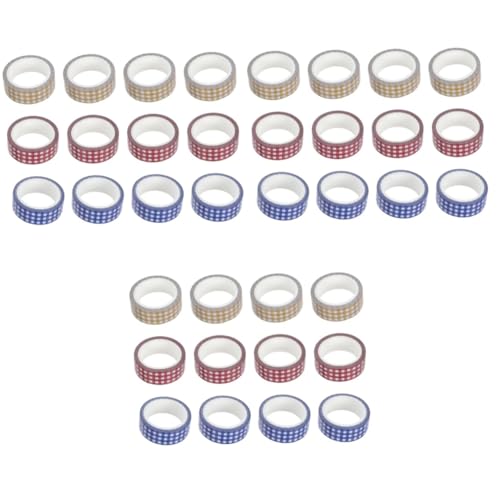 Angoily 3 Sätze Vintage Gitter Klebeband Retro Dekorative Tapes Für Diy Handwerk Scrapbooking Und Buchdekoration Rot Blau Gelb 12 Rollen * 3 von Angoily