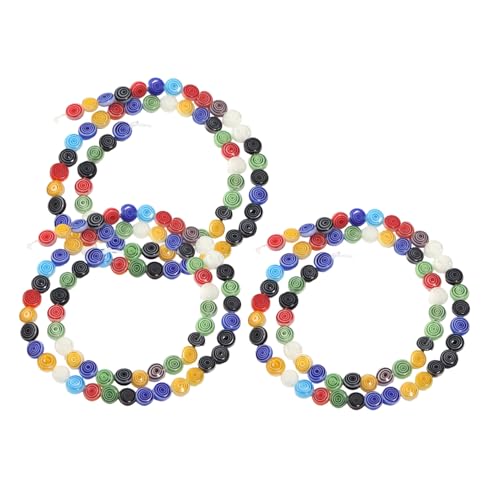 Angoily 3 Saiten Vintage Flache Runde Glasperlen mit Stränge Bunte Dekorative Abstandsperlen für DIY Schmuck Armbänder Handgemachte Bastelmaterialien von Angoily