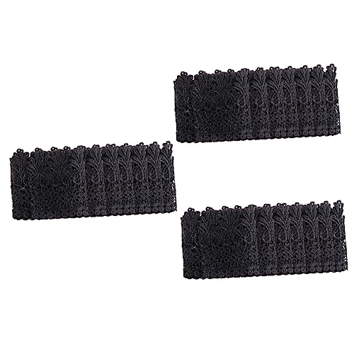 Angoily 3 Stck. Schwarzes Stickerei Spitzenband für Diy Projekte Breites Dekorationsmaterial Polyester für Kleidung Accessoires und Heimdekoration von Angoily