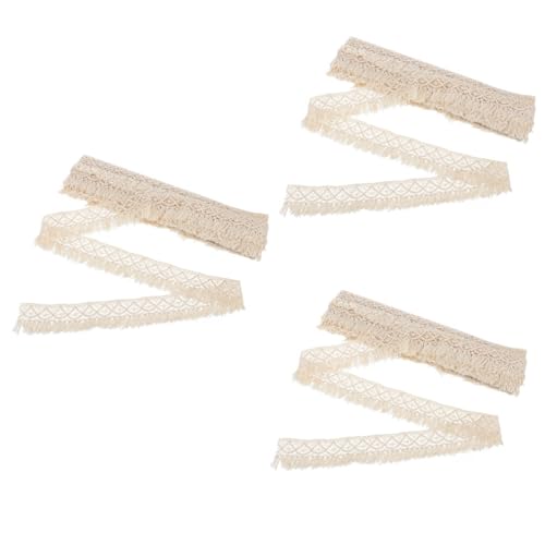 Angoily 3 Stück Accessoires Mit Quastenspitze Gesäumt Blumen- Bestickt Spitze Zum Basteln Grenze Hochzeit Dekoration Dehnbare Spitze Schnürsenkel Kleidung Für Bandrand Beige Baumwollfaden von Angoily