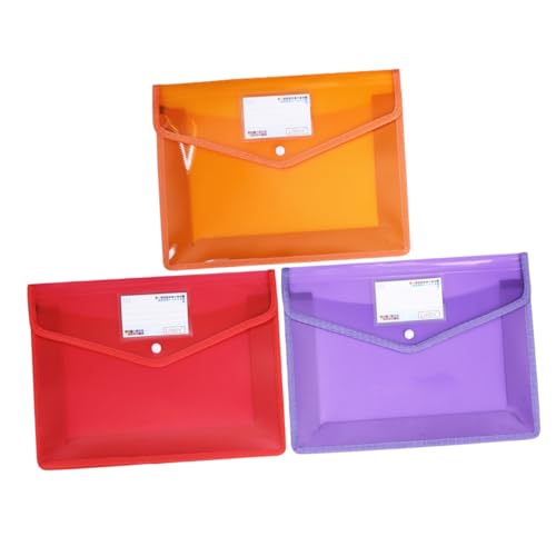 Angoily 3 Stück Dokumententaschen Wasserdichte Aufbewahrungstaschen mit Druckknopf Zufälligen Farben Orange Rot für Büro Schule und Reisen von Angoily