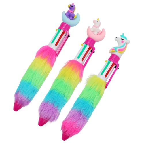 Angoily 3 Stück Einhorn Kugelschreiber lustige Stifte Spaß geschwollen farbige Gelstifte farbige kugelschreiber schreibwaren set dekorative Kinderstifte mehrfarbiger Stift Plastik von Angoily