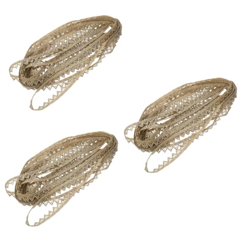 Angoily 3 Stück Goldene Stickerei Spitze Trim Yards Wasserlösliche Spitzenband Stoff für Diy Kleidung Dekoration und Bastelprojekte von Angoily