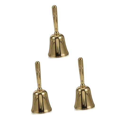 Angoily 3 Stück Handglocke Messing Service Bell mit Retro Design für Restaurant Hotel und Veranstaltungen Praktisch Langlebig und Komfortabel Handhabung von Angoily