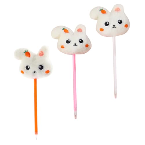 Angoily 3 Stück Kaninchen Kugelschreiber Ergonomische Schreibstifte mit Niedlichem Bunny Doll Topper für Schule Büro und Kreative Schreibaktivitäten von Angoily
