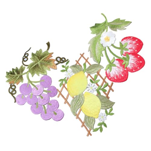 Angoily 3 Stück Obst-stickerei-patch Tuch Reparatur Von Daunenjacken Aufnäher Für Kleidungsapplikationen Hüpfen Flecken Gestickte Aufnäher Flicken Für Kleidung Patches Nähen Stoff von Angoily