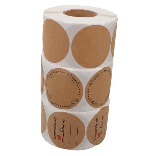 Angoily 3 Stück Runde Kraftpapier Aufkleber Selbstklebend Beschreibbare Versand und Verpackungsetiketten Braune Blanko Etiketten für Lebensmittel Post und Marmeladengläser Starke Haftung von Angoily