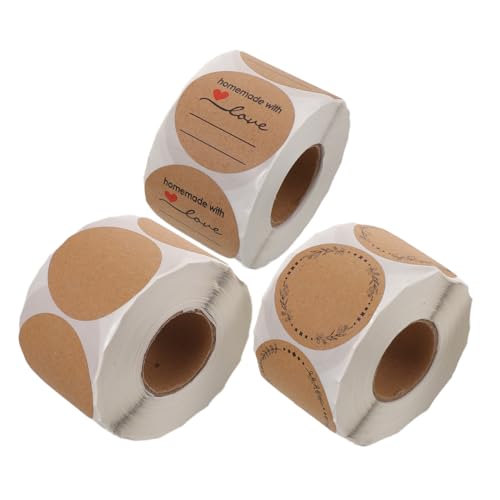 Angoily 3 Stück Runde Selbstklebende Etiketten Rolle Beschreibbare Klebeetiketten mit Starker Haftung für Verpackung Versand Lagerorganisation und DIY Beschriftung von Angoily