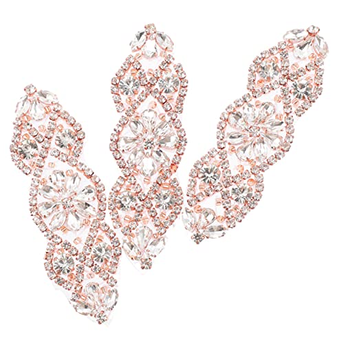 Angoily 3 Stück Strass Applikationen Roségold Multifunktionale Selbstklebende Rückenflicken Dekorative Nähpatches für Brautkleider Gürtel Diy Kleidung Reparatur und Schmuckveredelung von Angoily