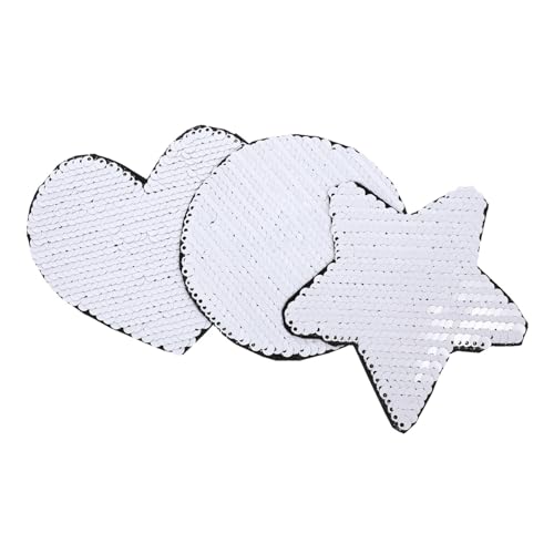 Angoily 3 Stück Sublimations-stoffaufkleber Silber Pailletten Hutflecken Flicken Für Bekleidung Benutzerdefinierte Patches Bestickt Dekorative Gestickte Applikation Flicken Für Jacken Weiß von Angoily