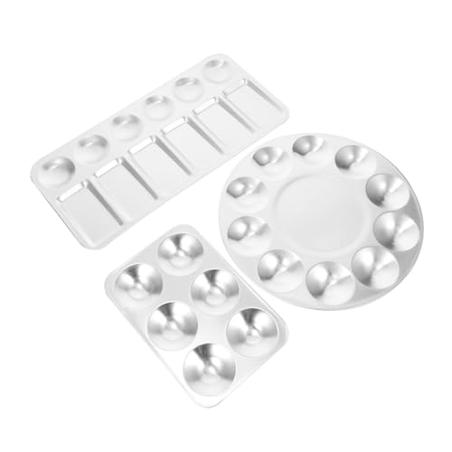 Angoily 3 Stück Teiliges Aluminium Set mit Rund Rund und Mischpalette für Öl Aquarell Acrylfarben Glatte Oberfläche Leicht zu Reinigen für Künstler und Bastelprojekte von Angoily