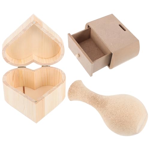 Angoily 3 Stück Teiliges Diy Holz Bastelset für Dekorative Schmuckbox Vase Holz Herzform Vase und Rechteckiger Box für Kreative Handarbeiten und Raumdekoration Angoily 3 Stück Teiliges Diy Holz Bastelset für Dekorative Schmuckbox Vase Holz Herzform Vase und Rechteckiger Box für Kreative Handarbeiten und Raumdekoration von Angoily