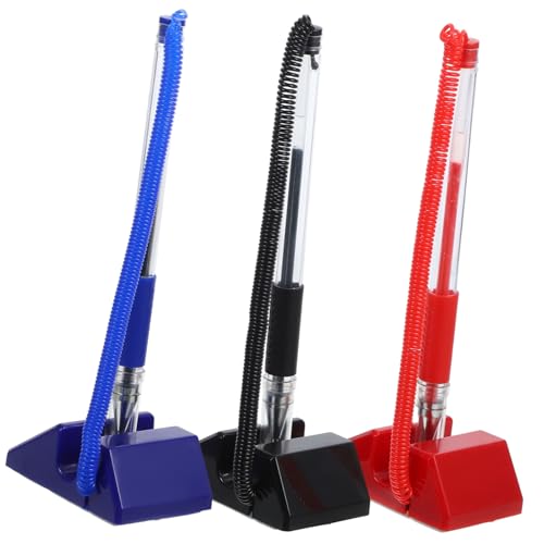 Angoily 3 Stück Teiliges Sicherheitsschreiber mit Ständer Gel Tinten Kugelschreiber für Empfangstheke Fester Schreibtisch Stift für Banken Hotels Büros und Bereiche von Angoily