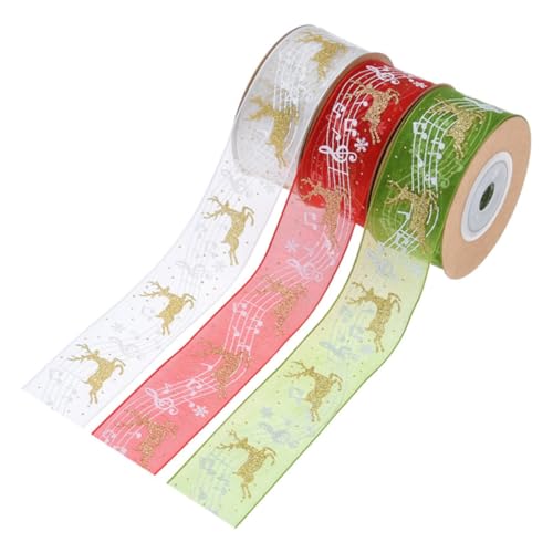 Angoily 3 Stück Teiliges Weihnachtsband mit Noten und Rentiermotiven pro Weiches Chiffonmaterial Geschenkverpackung Basteln Partydekoration Vielseitig Einsetzbar Rot Weiß Grün Angoily 3 Stück Teiliges Weihnachtsband mit Noten und Rentiermotiven pro Weiches Chiffonmaterial Geschenkverpackung Basteln Partydekoration Vielseitig Einsetzbar Rot Weiß Grün von Angoily