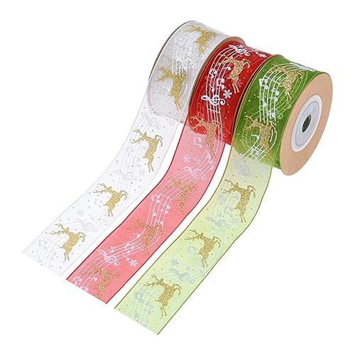 Angoily 3 Stück Weihnachtsband ribbon bandfeile dekoration party weihnachts oblaten christmas Urlaub Girlande Bänder umwickeln Banddekor Bänder zur Schleifenherstellung Polyester von Angoily